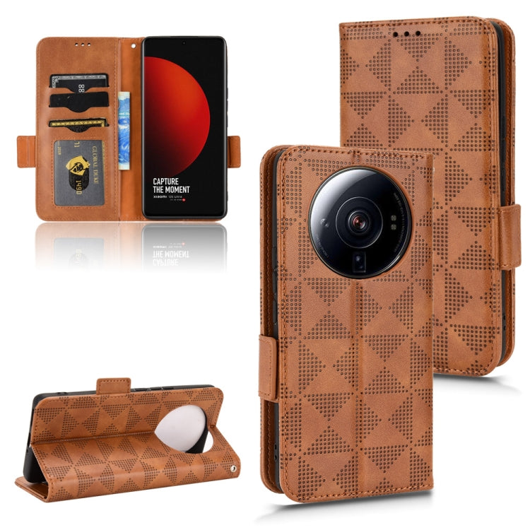 For Xiaomi 12S Ultra Symmetrical Triangle Leather Phone Case