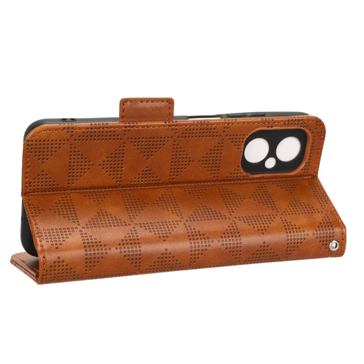 For Xiaomi Poco M4 5G Symmetrical Triangle Leather Phone Case