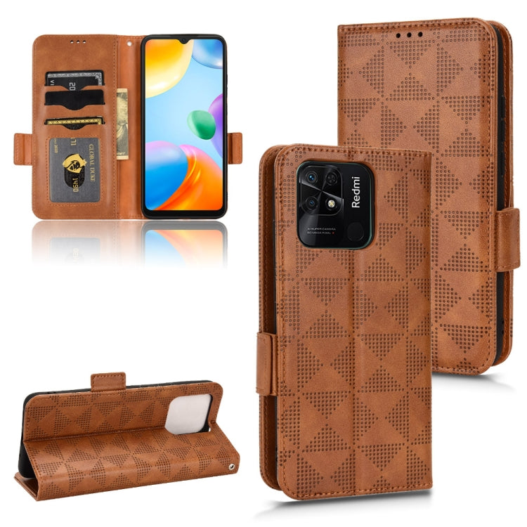 For Xiaomi Redmi 10C Symmetrical Triangle Leather Phone Case