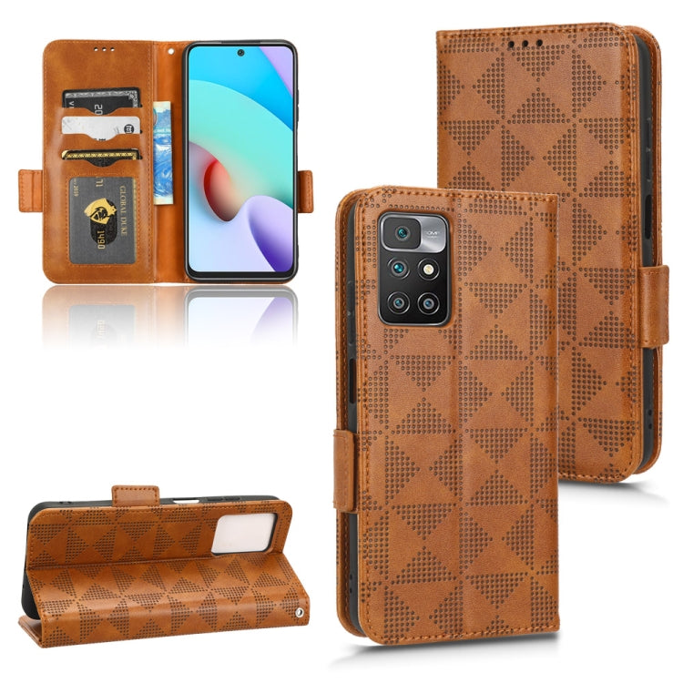 For Xiaomi Redmi 10 5G / Note 11E Symmetrical Triangle Leather Phone Case
