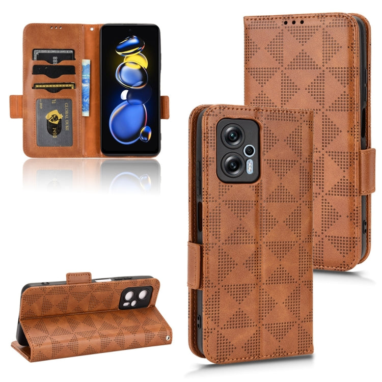 For Xiaomi Redmi Note 11T Pro Symmetrical Triangle Leather Phone Case