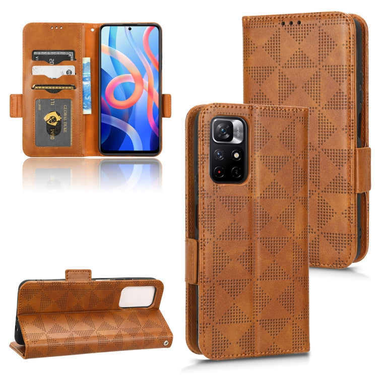 For Xiaomi Redmi 10/Note 11S 5G/Poco M4 Pro 5G Symmetrical Triangle Leather Phone Case