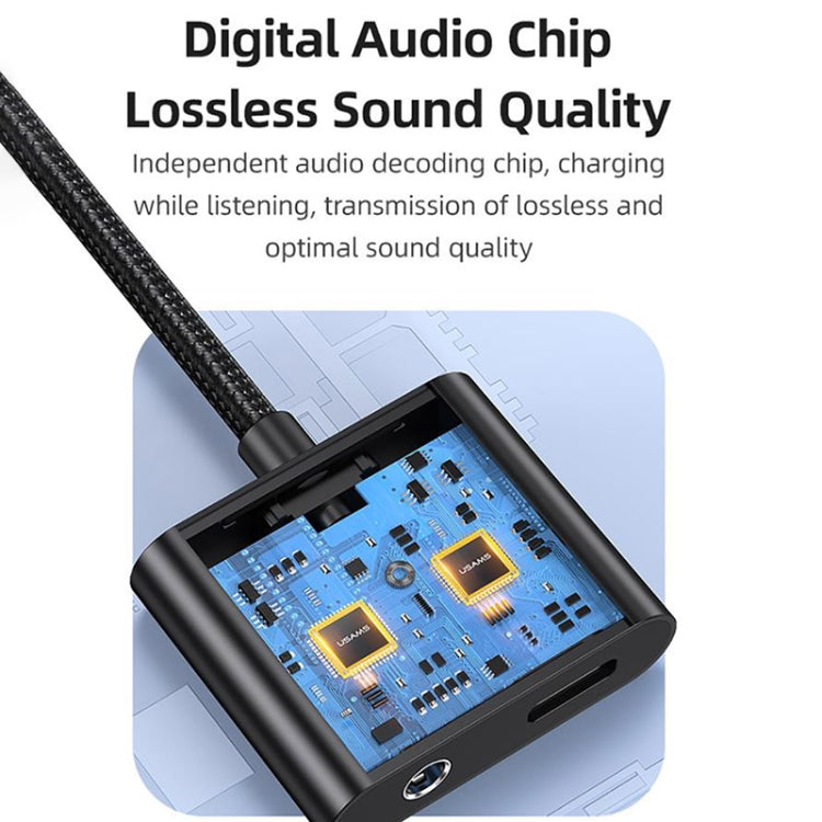 USAMS US-SJ598 AU15 Aluminum Alloy USB-C / Type-C to Type-C + 3.5DC Audio Adapter(Black)