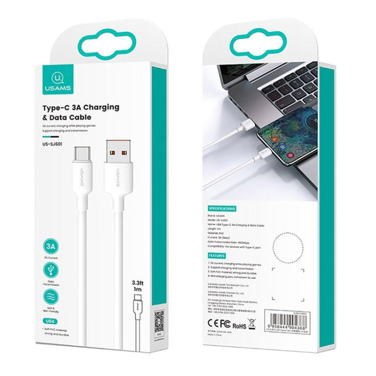USAMS US-SJ601 U84 USB to USB-C / Type-C 3A Charging Data Cable, Length:1m