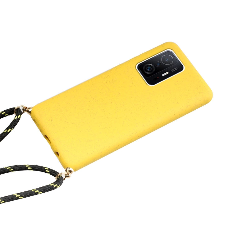 For Xiaomi 11T / 11T Pro Wheat Straw Material + TPU Phone Case with Lanyard