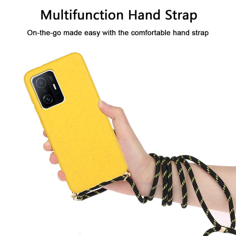 For Xiaomi 11T / 11T Pro Wheat Straw Material + TPU Phone Case with Lanyard