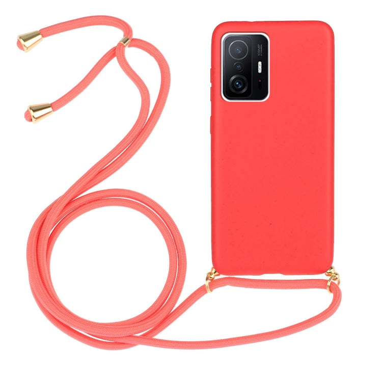 For Xiaomi 11T / 11T Pro Wheat Straw Material + TPU Phone Case with Lanyard