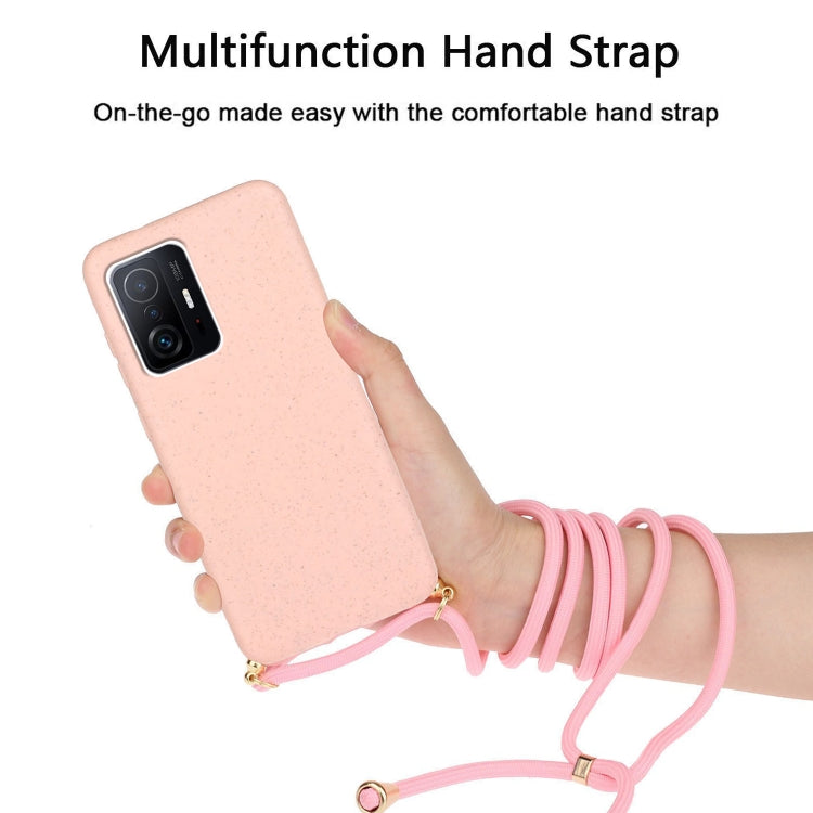 For Xiaomi 11T / 11T Pro Wheat Straw Material + TPU Phone Case with Lanyard
