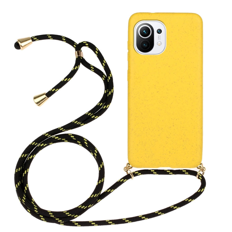 For Xiaomi Mi 11 Lite Wheat Straw Material + TPU Phone Case with Lanyard