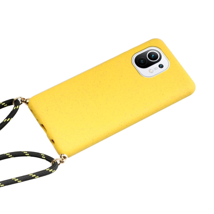 For Xiaomi Mi 11 Lite Wheat Straw Material + TPU Phone Case with Lanyard