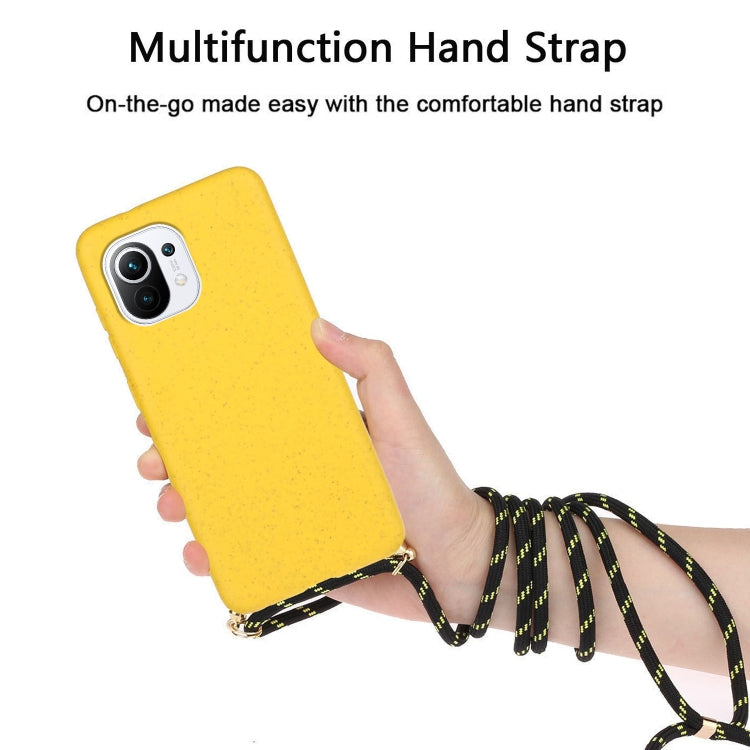For Xiaomi Mi 11 Lite Wheat Straw Material + TPU Phone Case with Lanyard