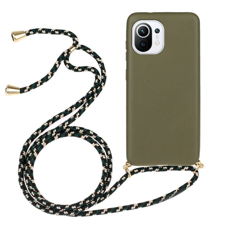 For Xiaomi Mi 11 Lite Wheat Straw Material + TPU Phone Case with Lanyard
