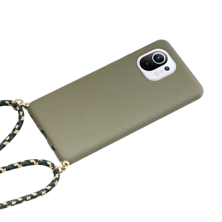 For Xiaomi Mi 11 Lite Wheat Straw Material + TPU Phone Case with Lanyard