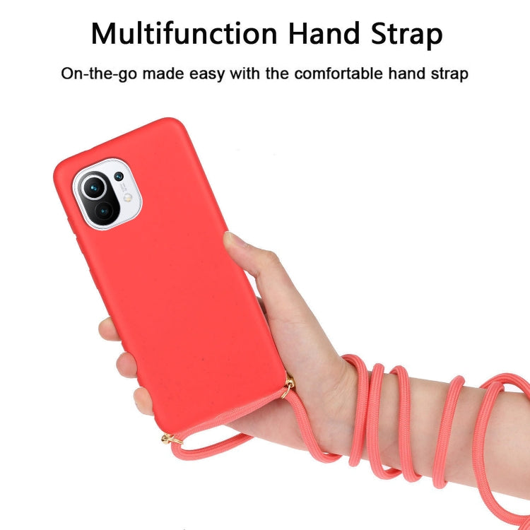 For Xiaomi Mi 11 Lite Wheat Straw Material + TPU Phone Case with Lanyard