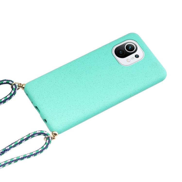 For Xiaomi Mi 11 Lite Wheat Straw Material + TPU Phone Case with Lanyard