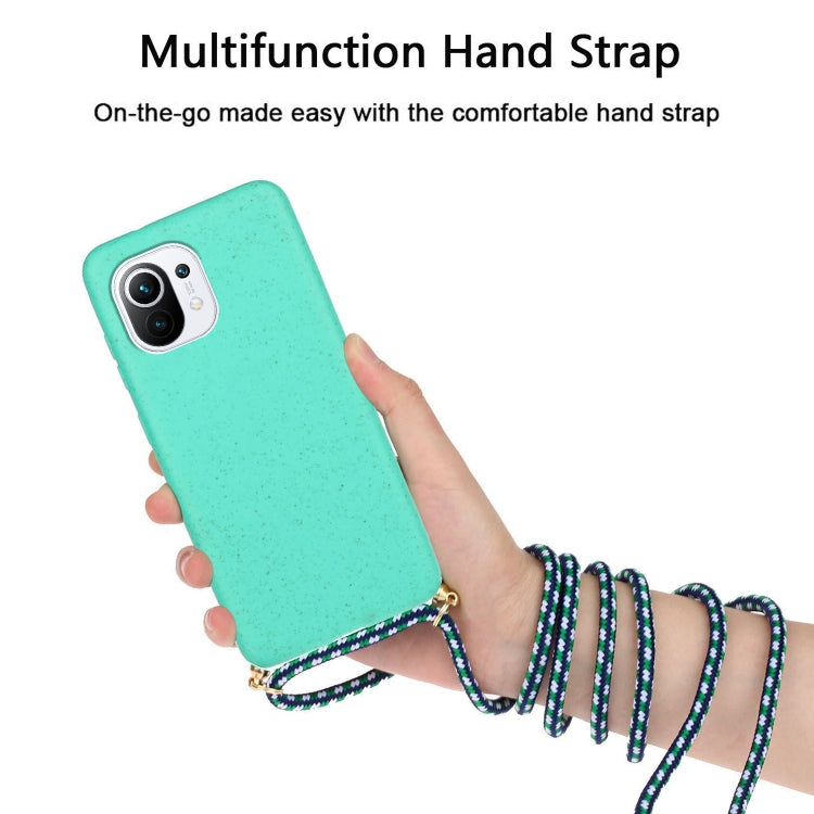 For Xiaomi Mi 11 Lite Wheat Straw Material + TPU Phone Case with Lanyard