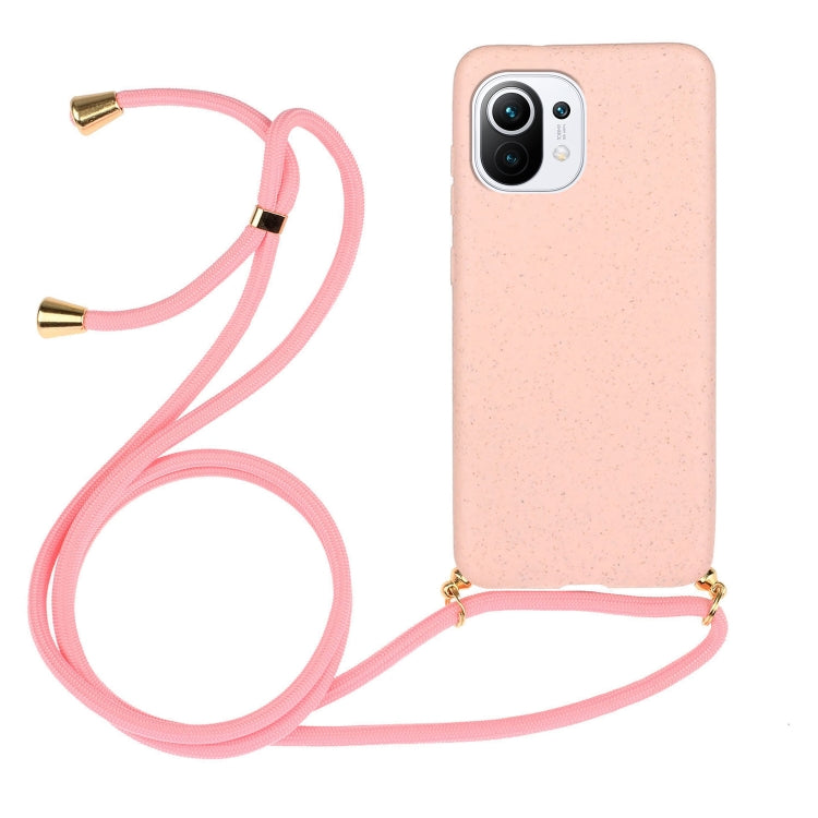 For Xiaomi Mi 11 Lite Wheat Straw Material + TPU Phone Case with Lanyard
