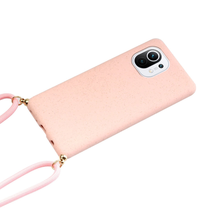 For Xiaomi Mi 11 Lite Wheat Straw Material + TPU Phone Case with Lanyard