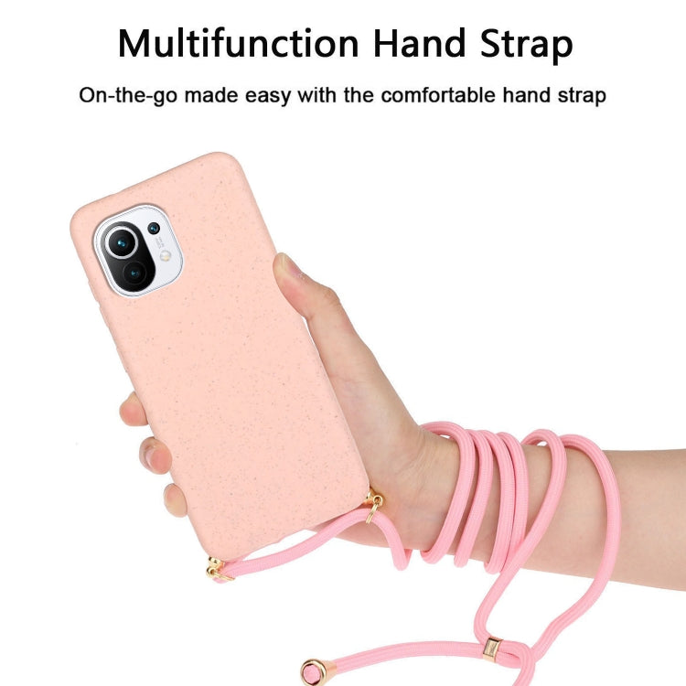 For Xiaomi Mi 11 Lite Wheat Straw Material + TPU Phone Case with Lanyard