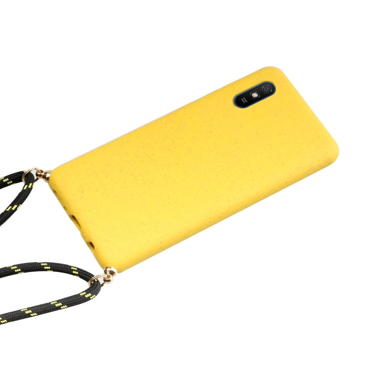 For Xiaomi Redmi 9A Wheat Straw Material + TPU Phone Case with Lanyard