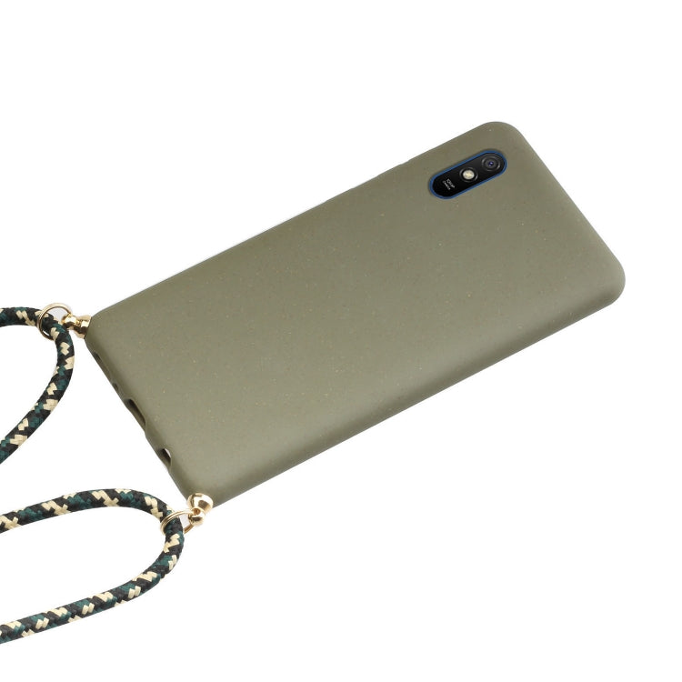 For Xiaomi Redmi 9A Wheat Straw Material + TPU Phone Case with Lanyard