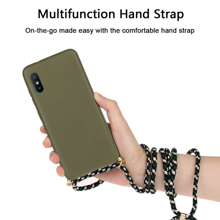 For Xiaomi Redmi 9A Wheat Straw Material + TPU Phone Case with Lanyard