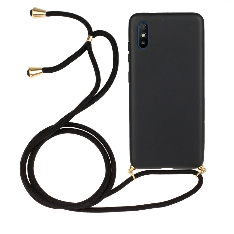 For Xiaomi Redmi 9A Wheat Straw Material + TPU Phone Case with Lanyard