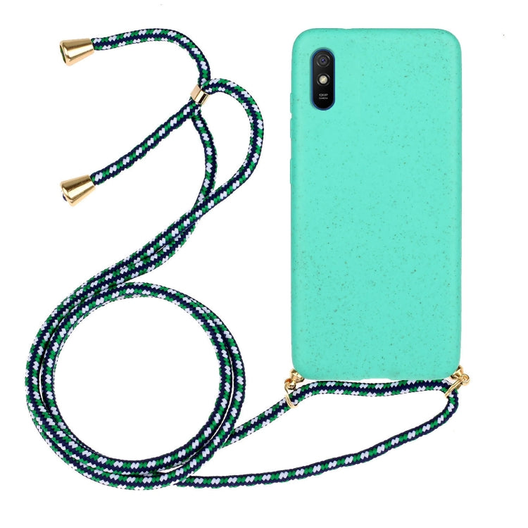 For Xiaomi Redmi 9A Wheat Straw Material + TPU Phone Case with Lanyard