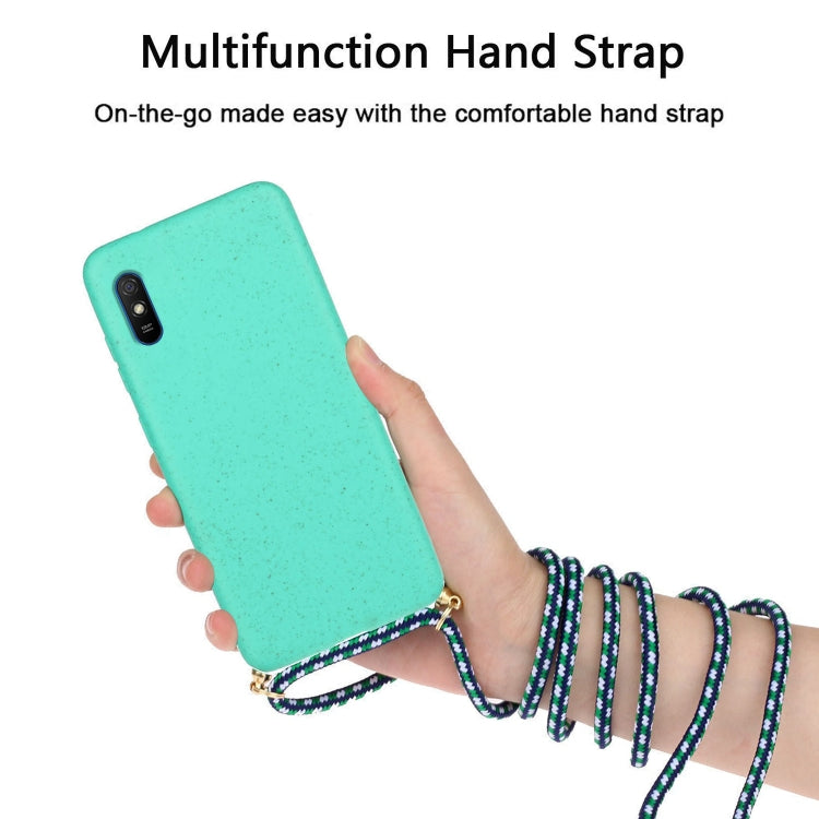 For Xiaomi Redmi 9A Wheat Straw Material + TPU Phone Case with Lanyard