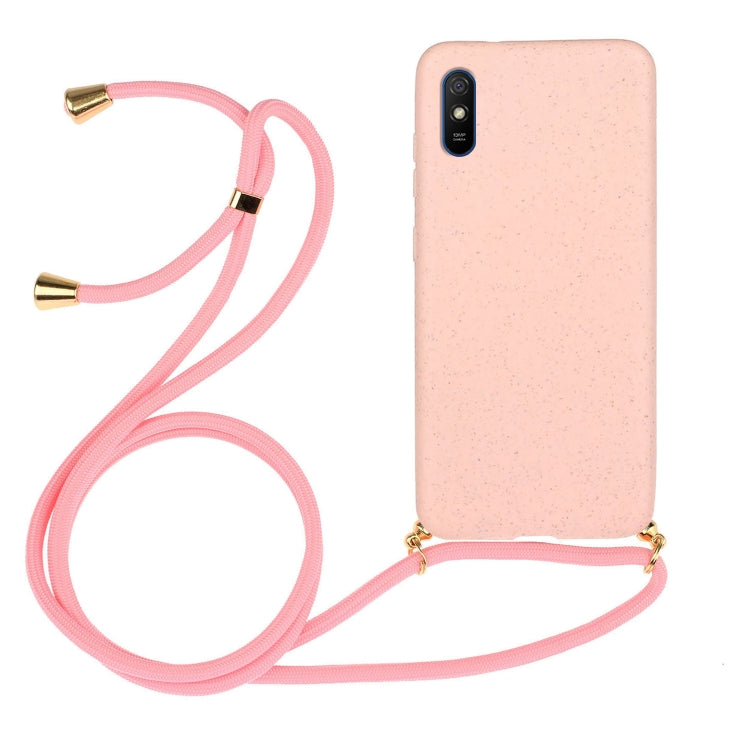 For Xiaomi Redmi 9A Wheat Straw Material + TPU Phone Case with Lanyard
