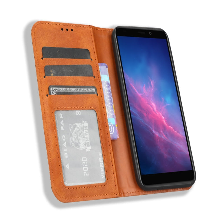 For Cloud Mobile Stratus C7 Magnetic Buckle Retro Texture Leather Phone Case