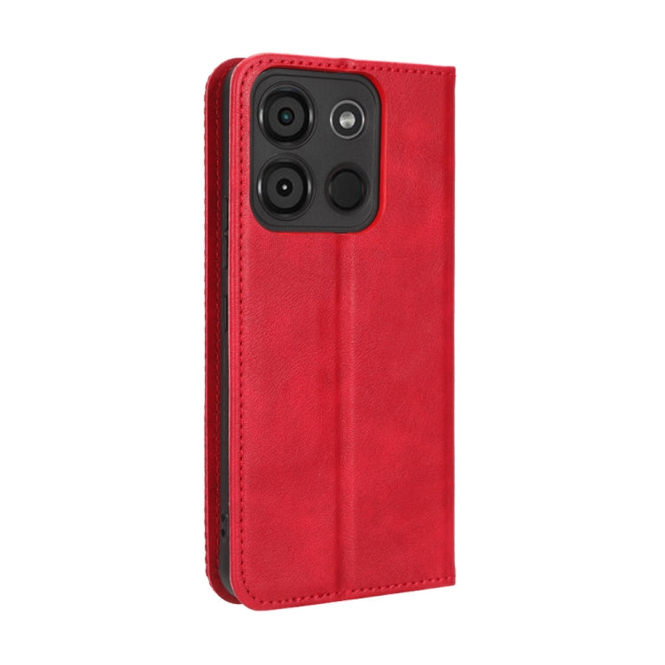 For Itel A60 Magnetic Buckle Retro Texture Leather Phone Case