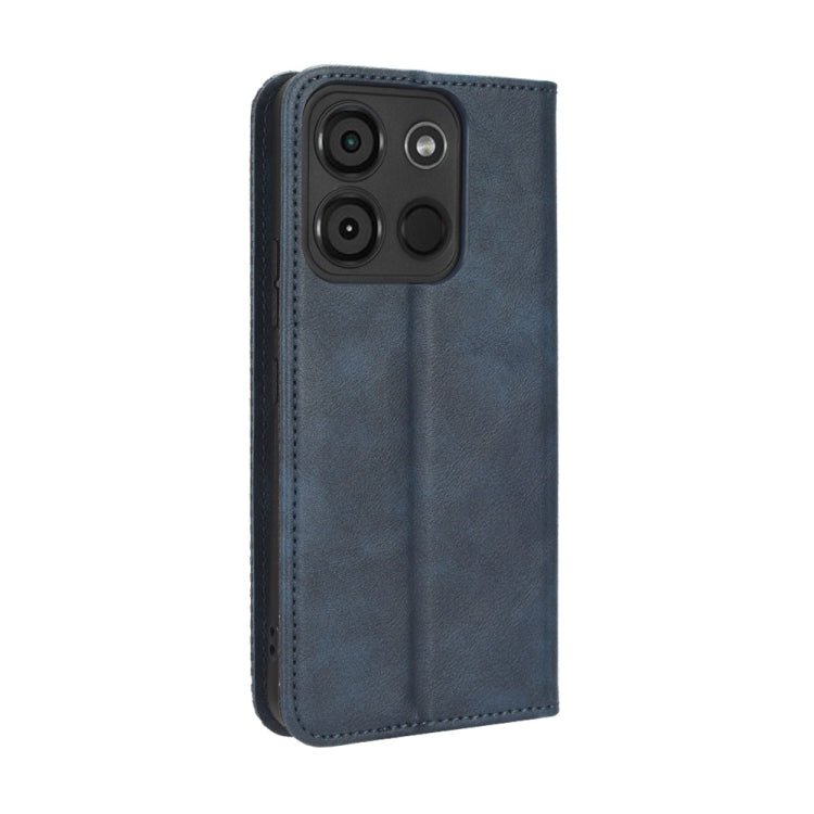 For Itel A60 Magnetic Buckle Retro Texture Leather Phone Case