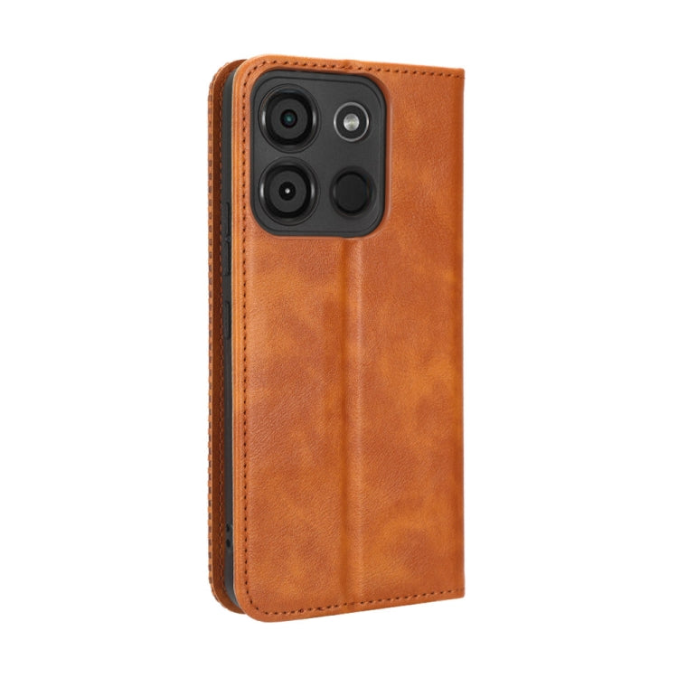 For Itel A60 Magnetic Buckle Retro Texture Leather Phone Case