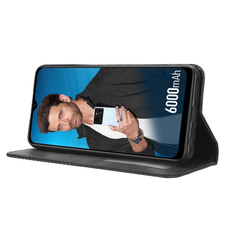 For Itel P40 Magnetic Buckle Retro Texture Leather Phone Case