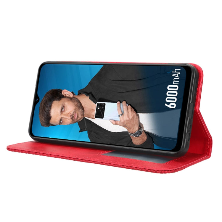 For Itel P40 Magnetic Buckle Retro Texture Leather Phone Case