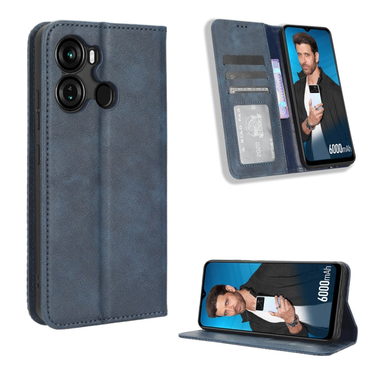 For Itel P40 Magnetic Buckle Retro Texture Leather Phone Case