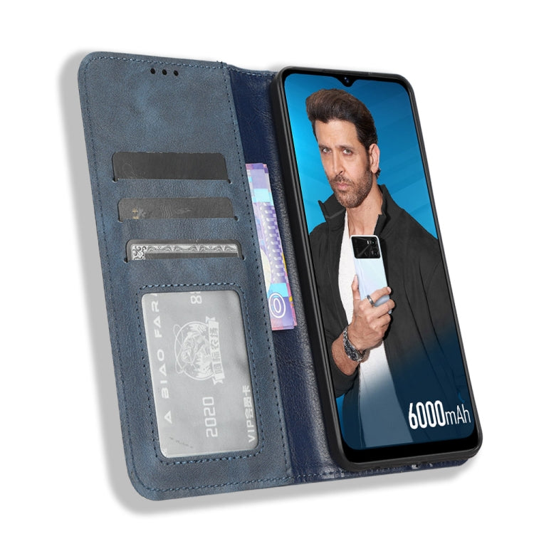 For Itel P40 Magnetic Buckle Retro Texture Leather Phone Case