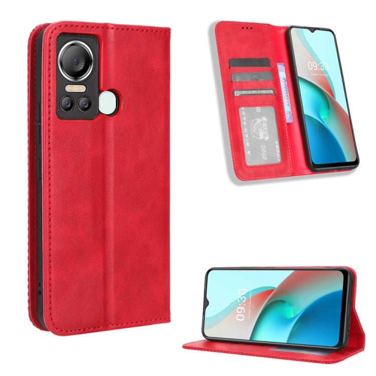 For Itel S18 S663L Magnetic Buckle Retro Texture Leather Phone Case