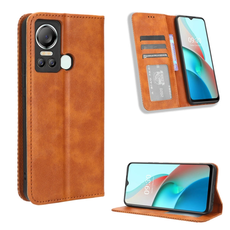For Itel S18 S663L Magnetic Buckle Retro Texture Leather Phone Case