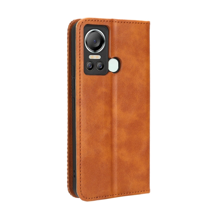 For Itel S18 S663L Magnetic Buckle Retro Texture Leather Phone Case
