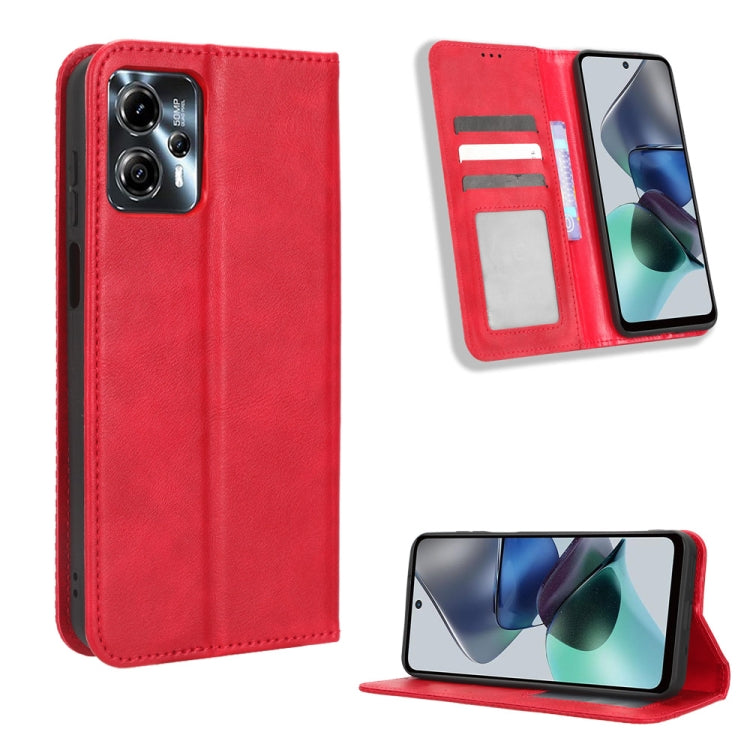 For Motorola Moto G13 / G23 4G Magnetic Buckle Retro Texture Leather Phone Case