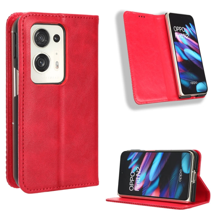 For OPPO Find N2 Magnetic Buckle Retro Texture Leather Phone Case