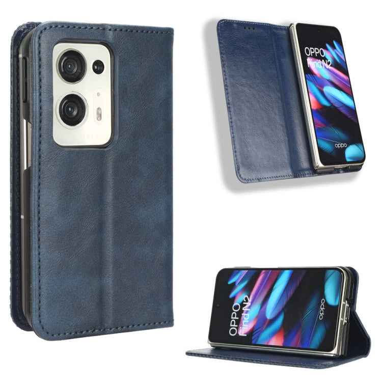 For OPPO Find N2 Magnetic Buckle Retro Texture Leather Phone Case