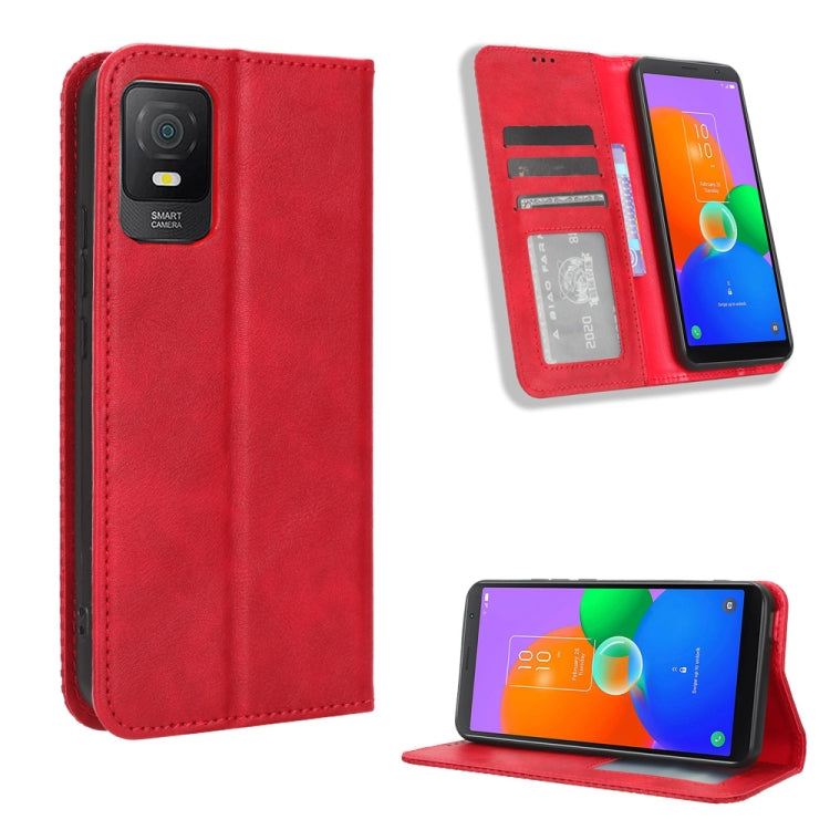 For TCL 403 Magnetic Buckle Retro Texture Leather Phone Case