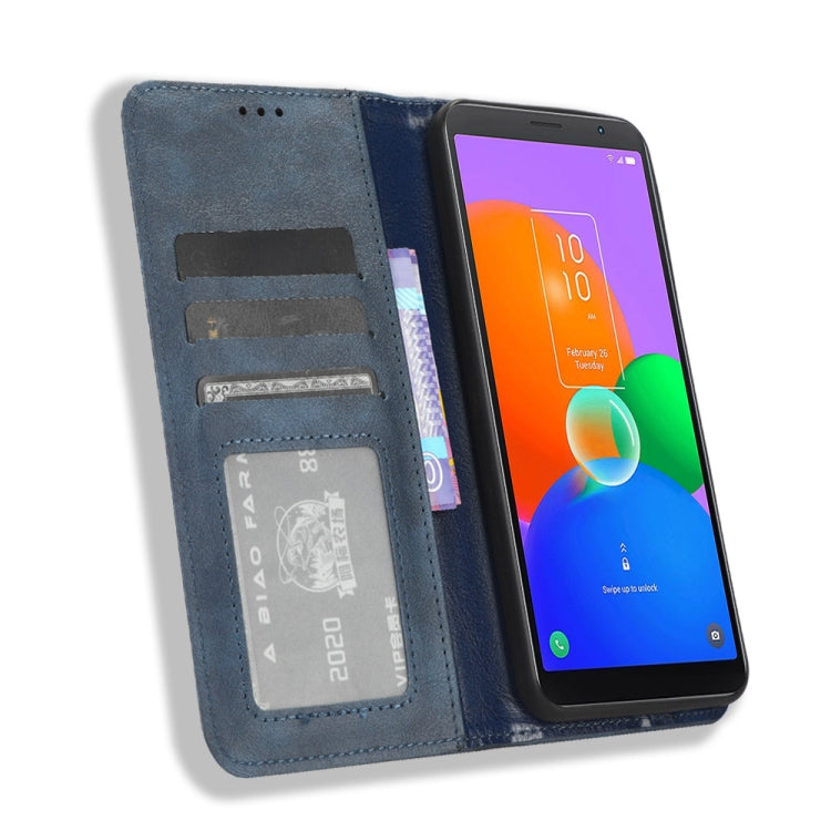 For TCL 403 Magnetic Buckle Retro Texture Leather Phone Case