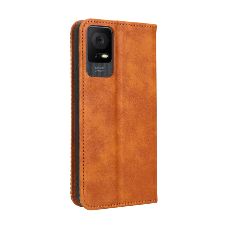 For TCL 408 Magnetic Buckle Retro Texture Leather Phone Case
