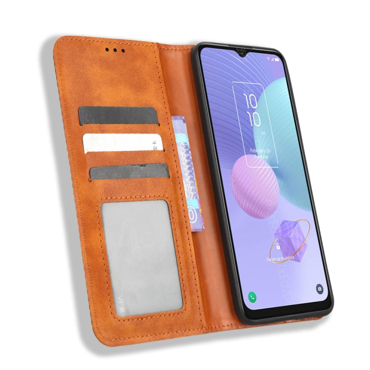 For TCL 408 Magnetic Buckle Retro Texture Leather Phone Case