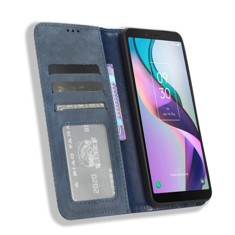 For TCL Ion X Magnetic Buckle Retro Texture Leather Phone Case