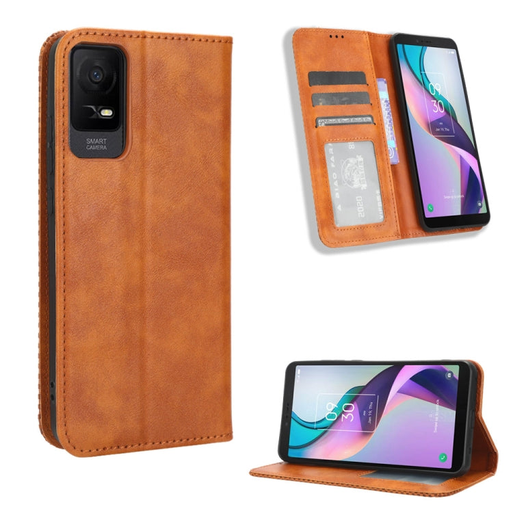 For TCL Ion X Magnetic Buckle Retro Texture Leather Phone Case